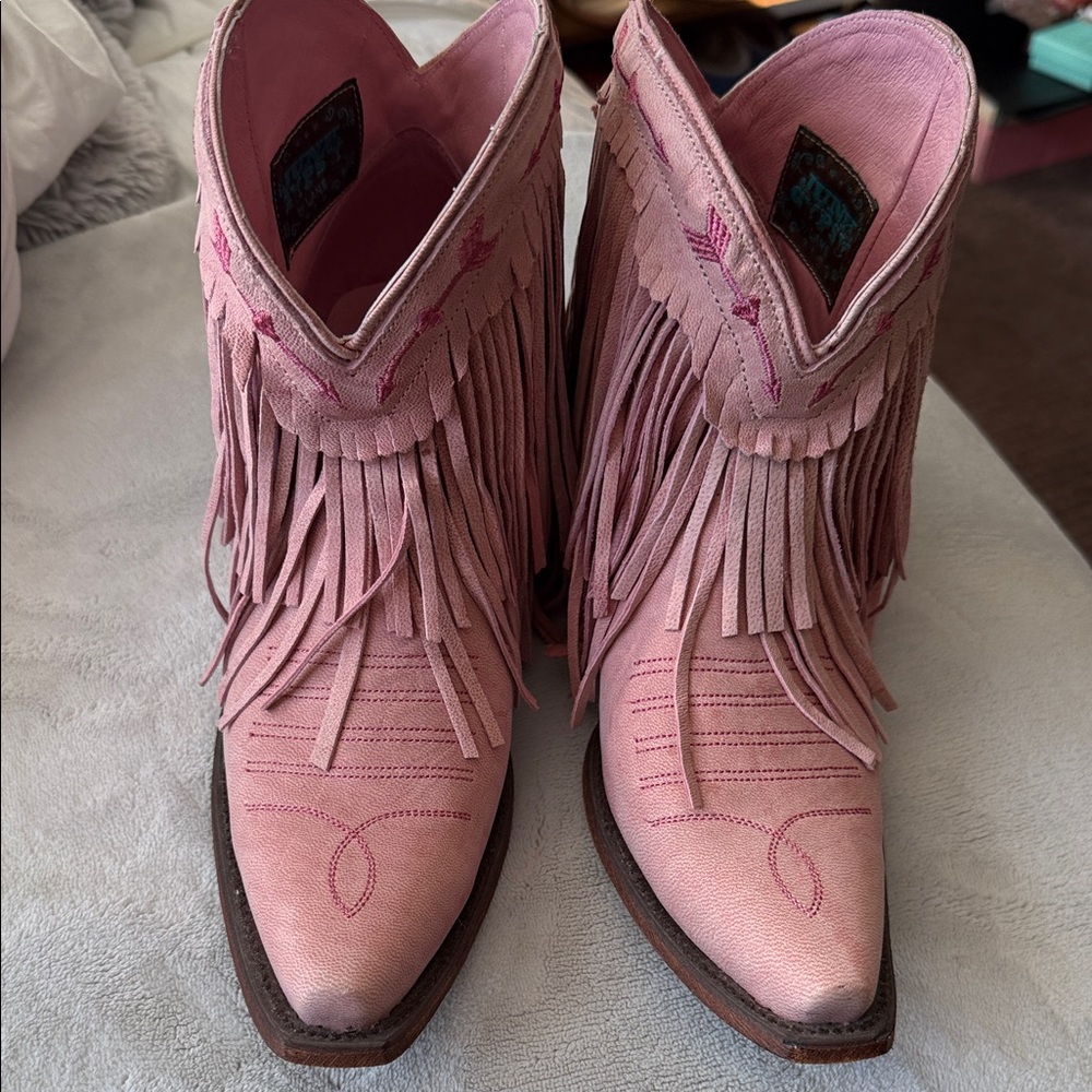 Fringed Pink Western Boots